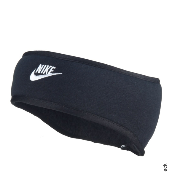 Nike Club Fleece Headband Womens OSFM Black/White Winter Fall Warm Running - Picture 3 of 3